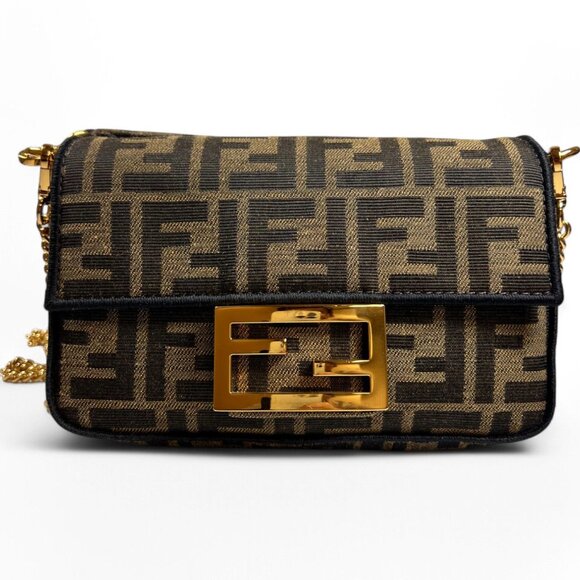 Fendi Mini Baguette FF Canvas Shoulder Bag | Retail Price: $1,690 - Picture 1 of 6